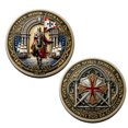 thumbnail image 2 of shyuyusa Crusader Pattern Metal Challenge Coin, Antique Engraved Token for Faith Collection Desktop Retro Artistic Craft Ornament, 2 of 6