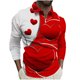 thumbnail image 2 of Blusa y camisa de manga larga con cuello vuelto para hombre, jersey de solapa con cremallera de manga larga, blusa informal con estampado de San Valentín para hombre, blusa de poliéster, 2 of 5