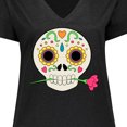 thumbnail image 4 of Inktastic DÃ­a De Los Muertos Skull with Flower Women's Plus Size V-Neck T-Shirt, 4 of 5