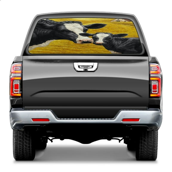 Farm Cow Rear Window Decals for Trucks- Pickup Car Window Stickers Decal- Truck Back Window Tint Decal Graphic Perforated Vinyl Truck Stickers 66" X 22"