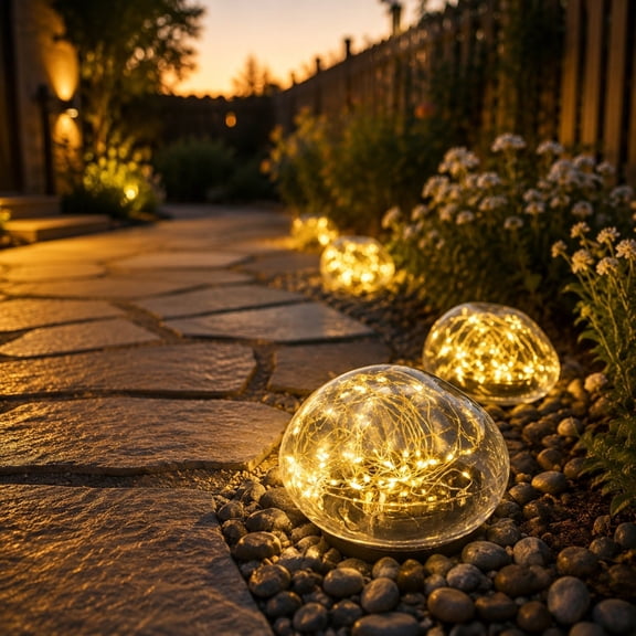 Miwamany Solar Pebble Lights Outdoor Waterproof, Glass Cobblestone LED Landscape Light, Warm Ambient Glow Decor for Lawn, Garden, Pathway, Courtyard, Villa, Walkway Decoration