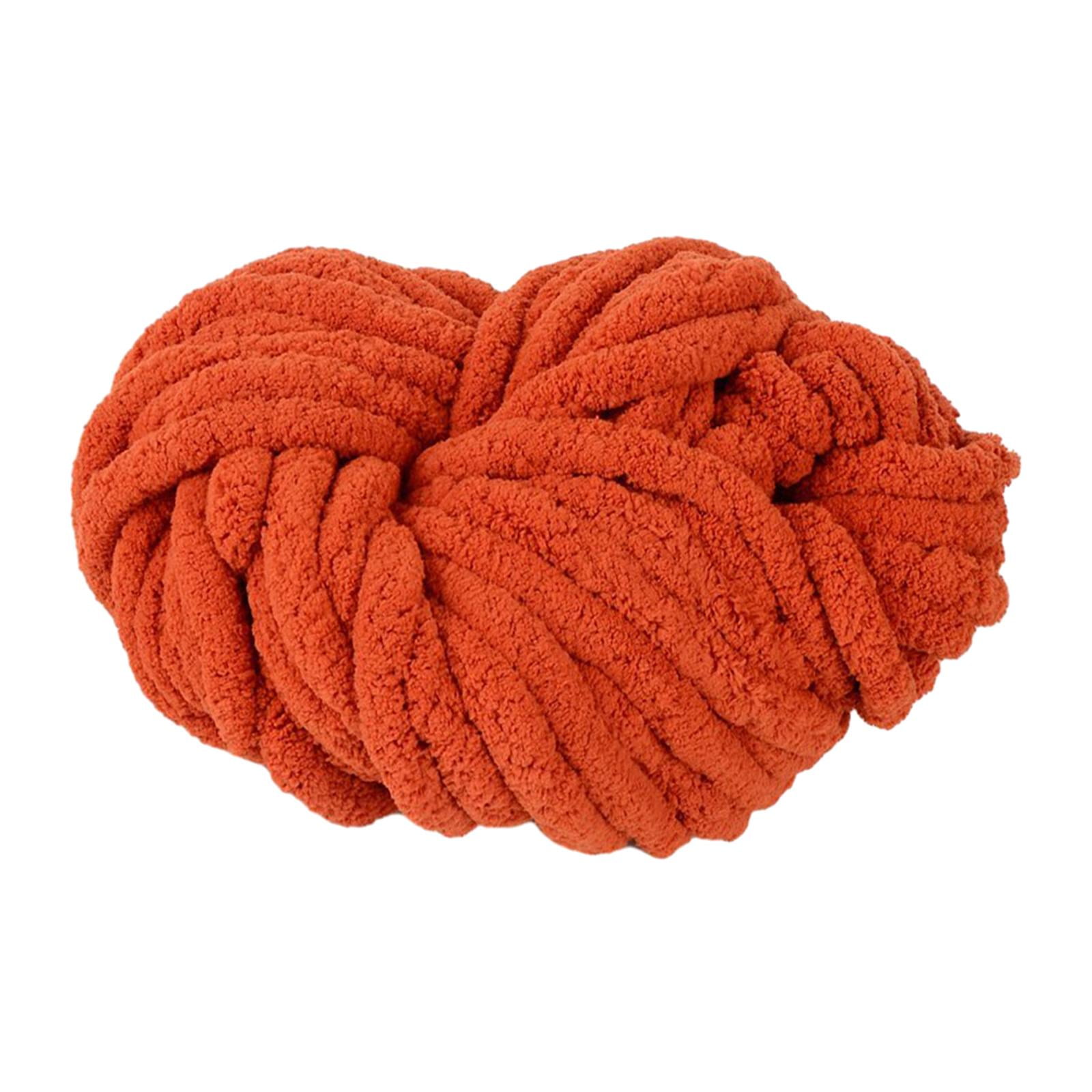 HILABEE 4xChunky Yarn, Chenille Yarn for Soft Throw And Baby Blanket, Arm Knitting, Crocheting And DIY Crafts Projects , Rust Red, 3 Pcs