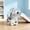 Gray+White+HDPE+Polypropylene, variant on LHSHID Anti-Tip Stable Toddler Indoor Outdoor Freestanding Activity Play Slide, Gentle Neutral Matte Tone
