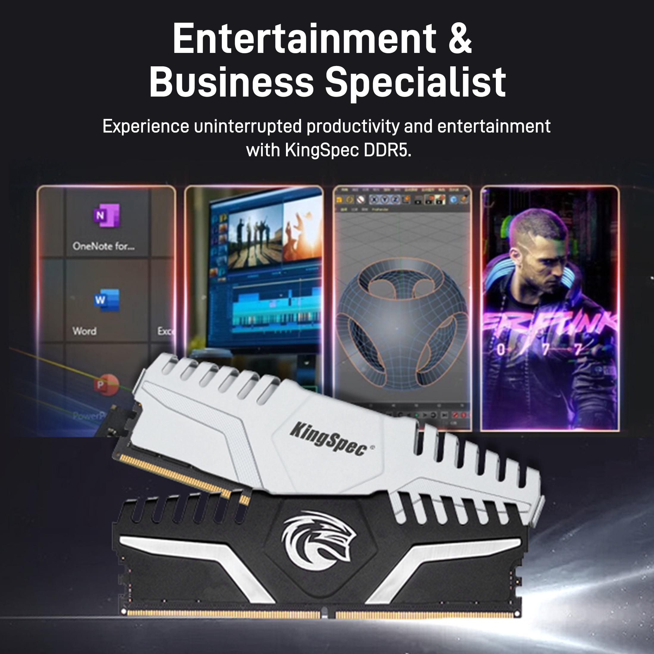 KingSpec DDR5 Computer Memory 32GB(2×16GB) 6000MHz RAM Desktop Memory PC Memories Module Gaming Memory Computer Silver White