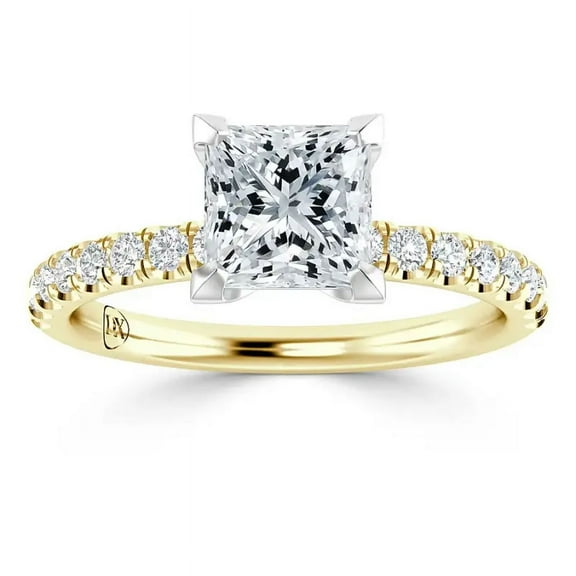 IGI Certified 2 Carat G-VS2 Princess Cut Diamond Engagement Ring, 14K Yellow Gold