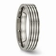 thumbnail image 4 of Grey Titanium Ring Band Wedding Comfort Polished Grooved Back, 4 of 6