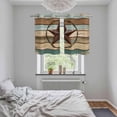 thumbnail image 5 of Teal Brown Farmhouse Kitchen Curtains Small Short 39 Inch Length, Country Texas Star Vintage Grommet Top Bedroom Living Room Curtains, Light Filtering Cafe Curtain Drapes 2 Panels Set 55''x39'', 5 of 9