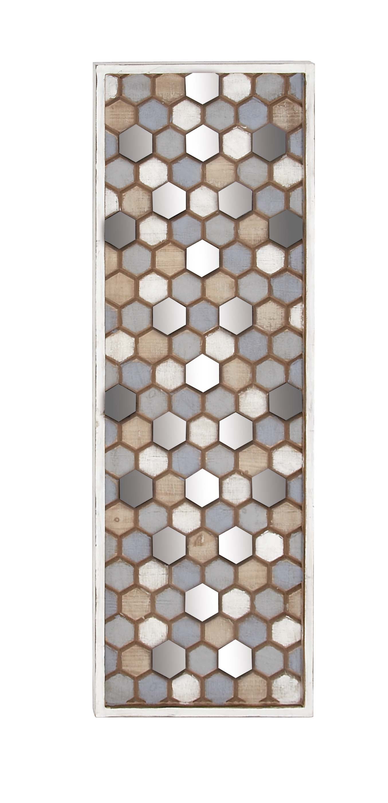 Decmode Contemporary Wooden Honeycomb Mirror  Wall  Decor  