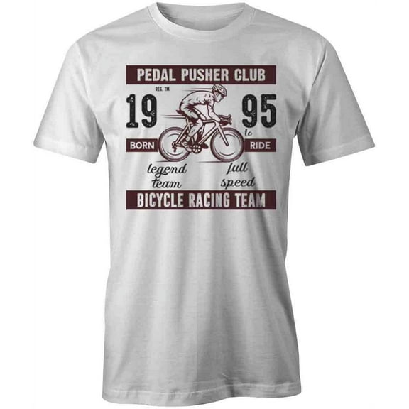 Bicycle Racing Pedal Pusher T-Shirt | Cool Cycling White Tee Gift
