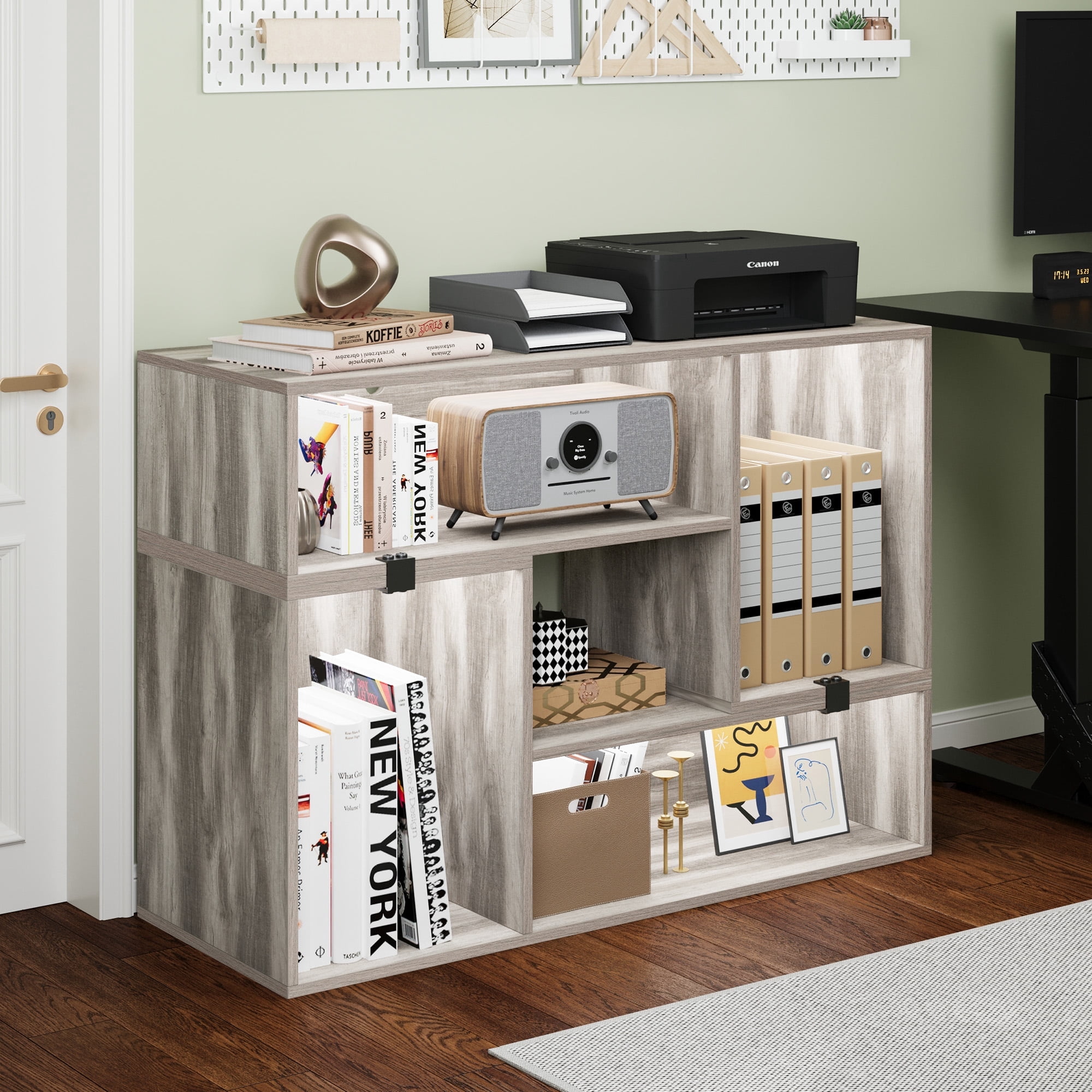 Uforic Oak TV Cabinet, 141×40×48cm, 110V US Plug, 16 Modes, Remote & Bluetooth Control, 15mm Particleboard