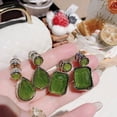 thumbnail image 2 of Large Rectangle/WaterDrop Green Chalcedony Earrings - Shanali Jewelry, 2 of 7