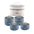 thumbnail image 3 of Juego de fiambreras aisladas de 4 piezas, caja Bento, apilable, redonda, para almacenamiento de alimentos fríos o calientes con bolsa, contenedor de a Azul, 3 of 8