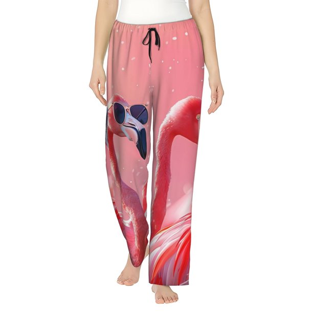 Balery Cool Flamingos Sunglasses Scene Pantalones de pijama para mujer, pijamas ultraligeros, pantalones de estar por casa-3X-Large