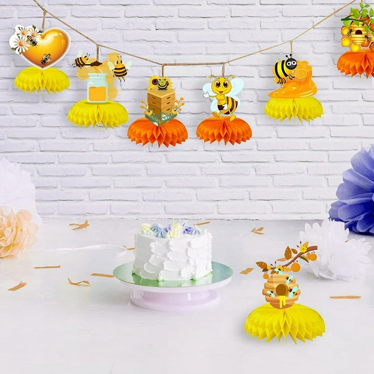 9 Pieces Bee Baby Centerpiece Bumble Honeycomb Centerpieces Honeycomb Table  Centerpieces for Bee Day Themed Decorations Bee Baby Shower Decorations