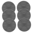 thumbnail image 4 of Raindrops 6Pcs Grey Silicone Coaster For Office Desk Insulation Waterproof Protection Round Minimalist Design, 4 of 8