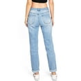 thumbnail image 3 of Wax Jean Women's Juniors High Rise Baggy Straight Leg Jeans (7, Light), 3 of 4
