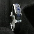 thumbnail image 3 of Tungsten Rings for Men Wedding Bands for Him 6mm Silver on Blue Celtic Dragon, 3 of 4