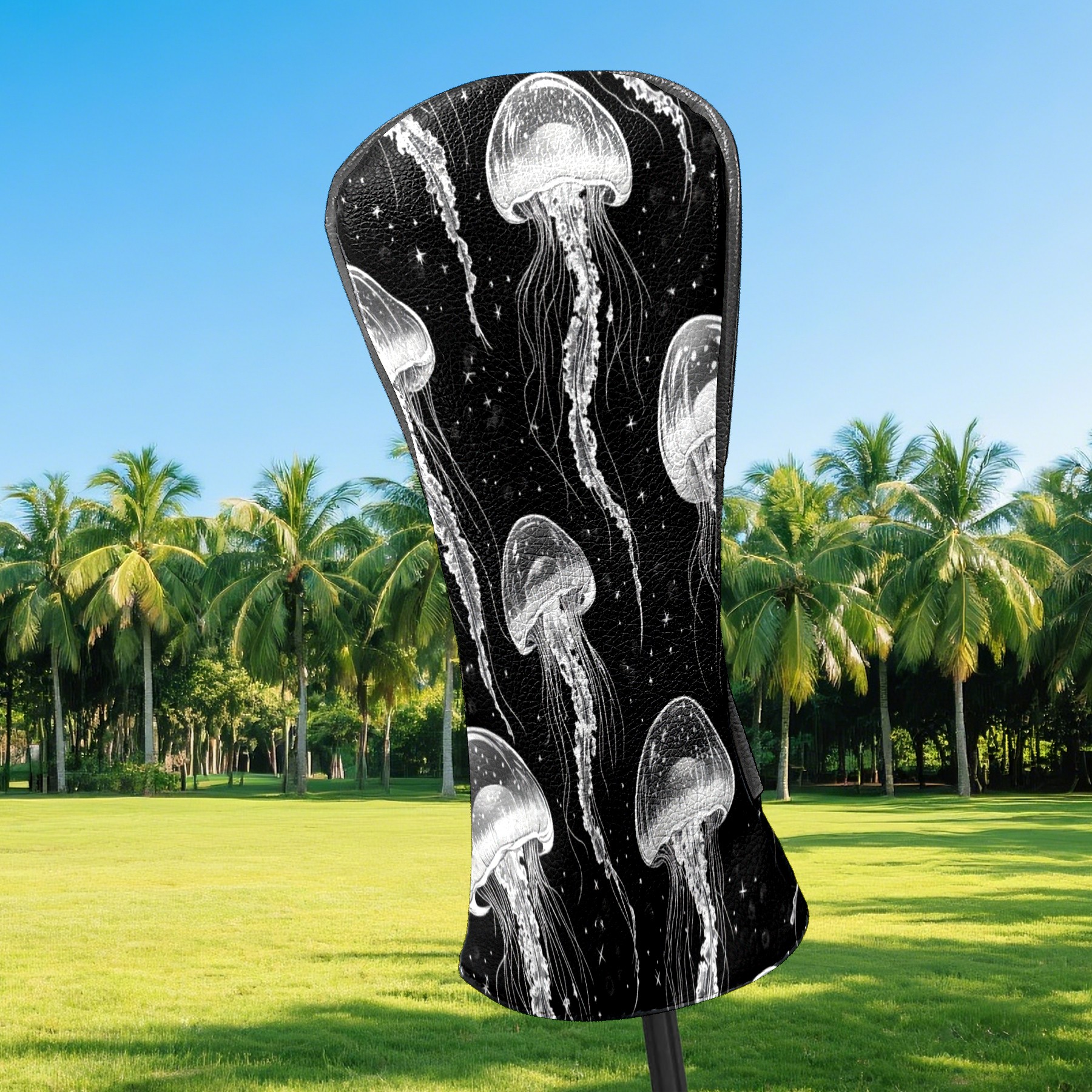 Golf Club Covers PU Leather Waterproof Head Covers for Fairway Woods Hybrids Jellyfish
