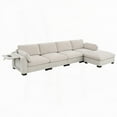thumbnail image 5 of Modern Minimalist Chenille 130" Sectional Sofa with Folding Table and Storage, 5 of 20
