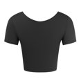 thumbnail image 5 of IWRICH Women's Short Sleeve Yoga Crop Tops Lightweight Slim Fit Stretchy Workout Shirts Casual Running Cute Basic Tank tops Black XXL, 5 of 5