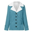 thumbnail image 3 of Plus Size Winter Coats for Women, Women's Fashion Long Sleeve Pocket Plush Button Coat Long Sleeve Hatless Casual Coat/Jacket Shacket Jacket for Fall, Winter Gift for Women, 3 of 6
