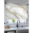 thumbnail image 5 of Sheer Curtains 54 inches Long, Abstract Art Vintage White Gold Marble Texture Light Filtering Sheer Window Curtains Rod Pocket Voile Drapes for Bedroom Living Room, 52"W x 54"L 2 Panels, 5 of 7