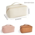 thumbnail image 2 of Leather Travel Cosmetic Bag - PU Leather Water-Resistant with Handle for Toiletries Storage, 2 of 4