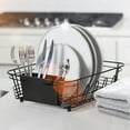 thumbnail image 5 of Dish Drying Rack, Space-Saving Dish Drainer Rack for Kitchen Counter, Stainless Steel Kitchen Dish Strainer 2-Piece Set with Utensil Holder, Black, 5 of 6