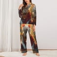 thumbnail image 2 of Kdxio Sunshine Flower Meditating Cat Women's Pajama Sets Long Sleeve Button Down Sleepwear Nightwear Soft Pjs Lounge Sets-X-Large, 2 of 7