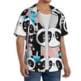 thumbnail image 2 of Kdxio Men'S Hawaiian Shirt For Men Short Sleeve Shirt Panda Cute Pink Hearts Summer Casual Holiday Beach Button Down T-Shirts, 2 of 5