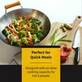 thumbnail image 3 of Ken Hom Flat Bottom Non-Stick Wok, 14" Carbon Steel Silver Stir Fry Cooking Pan, 3 of 7