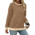 thumbnail image 4 of Nmnitkp Womens Tops Soft and Comfortable Sweatshirts for Women Crewneck Long Sleeve Shirts for Women Loose Fit Tops Color Block Ribbed Trim Fashion 2025, 4 of 8