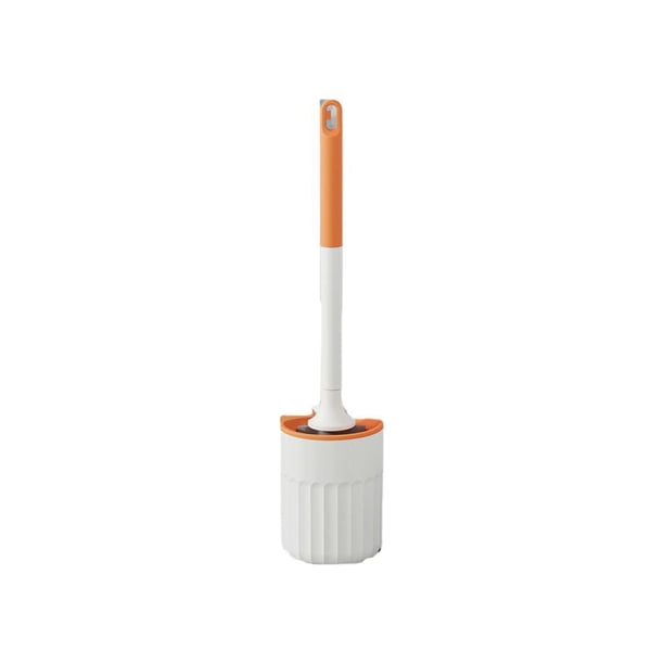 Kearding Soporte para cepillo de baño montado en la pared, herramienta de limpieza de silicona de doble cara, sin cepillos de ángulo muerto, Suministros de limpieza para el hogar Naranja