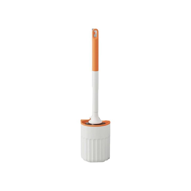 Kearding Soporte para cepillo de baño montado en la pared, herramienta de limpieza de silicona de doble cara, sin cepillos de ángulo muerto, Suministros de limpieza para el hogar Naranja