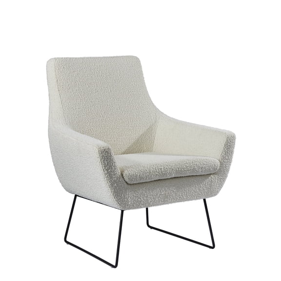 Adesso  Kendrick Soft Textured Grey Arm Chair Accent Chairs Off White Boucle Solid Modern & Contemporary