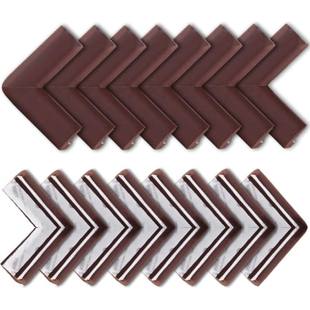 Bebe Earth - Baby Proofing Edge and Corner Guard Protector Set (16 Corners) Safety Bumpers Child Proof Furniture Tables Pre-Taped Bumper Corners (Brown)