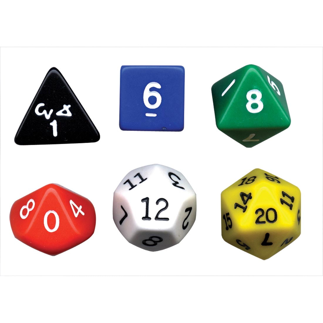 Pack 7 Gem Multi-Sided Dice Polyhedral Dice Set D4/6/8 D&D TRPG Game Green 