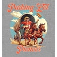 thumbnail image 2 of "Parking Lot Pioneer" Old West Wagon Football Cowboy Youth Heather Gray Long Sleeve Hoodie-XL, 2 of 3