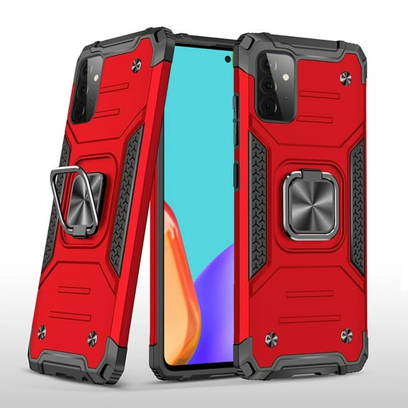 Case for Samsung Galaxy A52 5G Armor Hybrid with Ring Holder Kickstand Shockproof Heavy-Duty Durable Rugged Dual Layer Phone Cover for Galaxy A52 by Xpm - Red