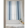 thumbnail image 3 of Minimalist Sheer Curtains 63 Inch Long 2 Panels, Grey-blue Gradient Gray Stripes Farm Light Filtering Rod Pocket Semi Sheer Curtains, Sheer Voile Drapes for Living Room Bedroom, 52"x63", 3 of 5