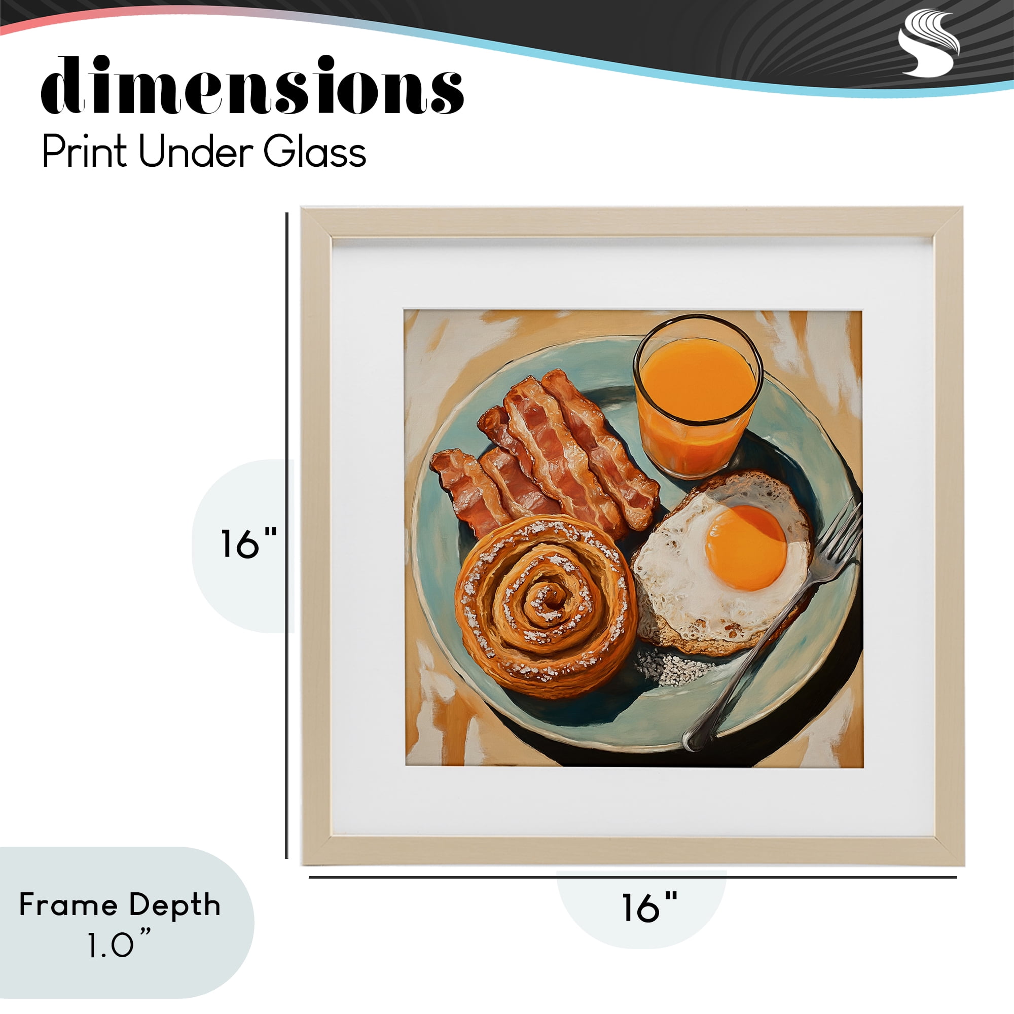 Stupell Industries Cinnamon Roll Breakfast Birch Framed Print Under Glass, design by Tina LeCour