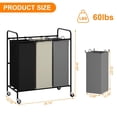 thumbnail image 2 of Eastvita Chariot Trieur de Lessive Roulant à 3 Compartiments de 120 L avec Roues Verrouillables, Idéal pour le Rangement de Vêtements Sales et de Jouets, 2 of 5