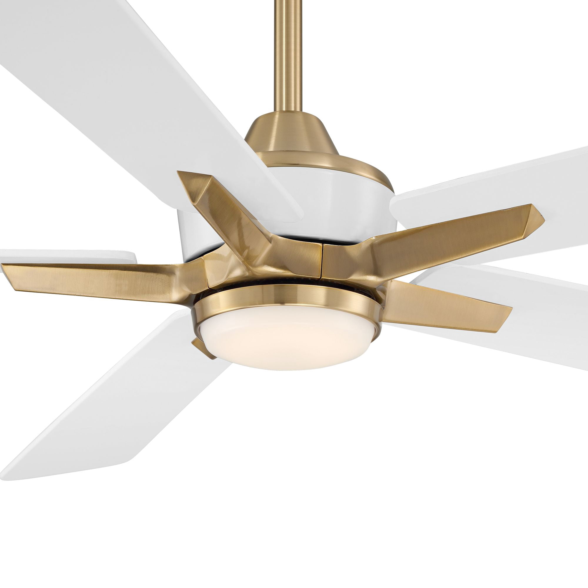 Casa Vieja 52" Vegas Nights Modern Indoor Ceiling Fan 5 Blade LED Light Remote Control Soft Brass Finish White Wood Blades Bedroom