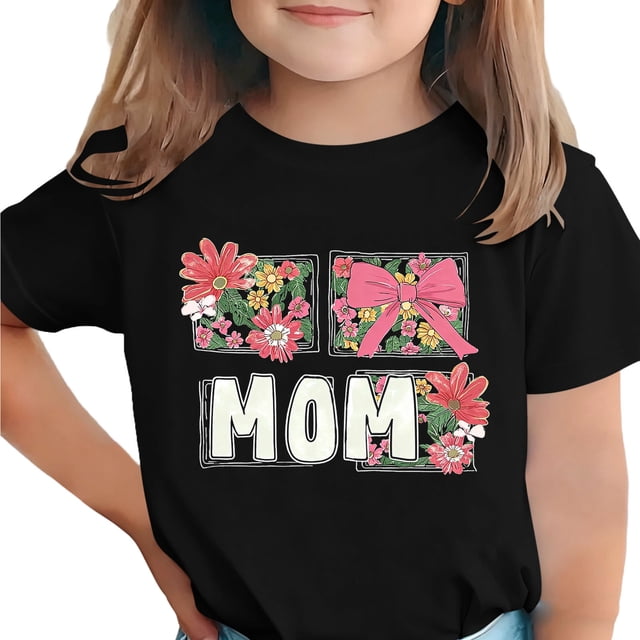 Zpanxa T-Shirts d'Été pour Filles Imprimé de la Fête de l'Indépendance Col Rond Manches Courtes Haut Polyester Spandex 9-10 Ans