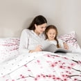 thumbnail image 5 of Manfei White Pink Floral 7-Piece Bedding Comforter Set, Tokyo Japanese Blossoms Flower King Bedding Sets, Teens Kids Girls Women Reversible Bed Sheets, Breathable Home Decor, 5 of 8