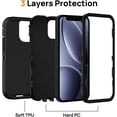thumbnail image 3 of FABEN-for iPhone 12 Pro Max Protective Case, Heavy Duty [Shockproof] [Dropproof] [Dustproof] Phone Case 3-Layer Rugged Hard Cover, Black, 3 of 4