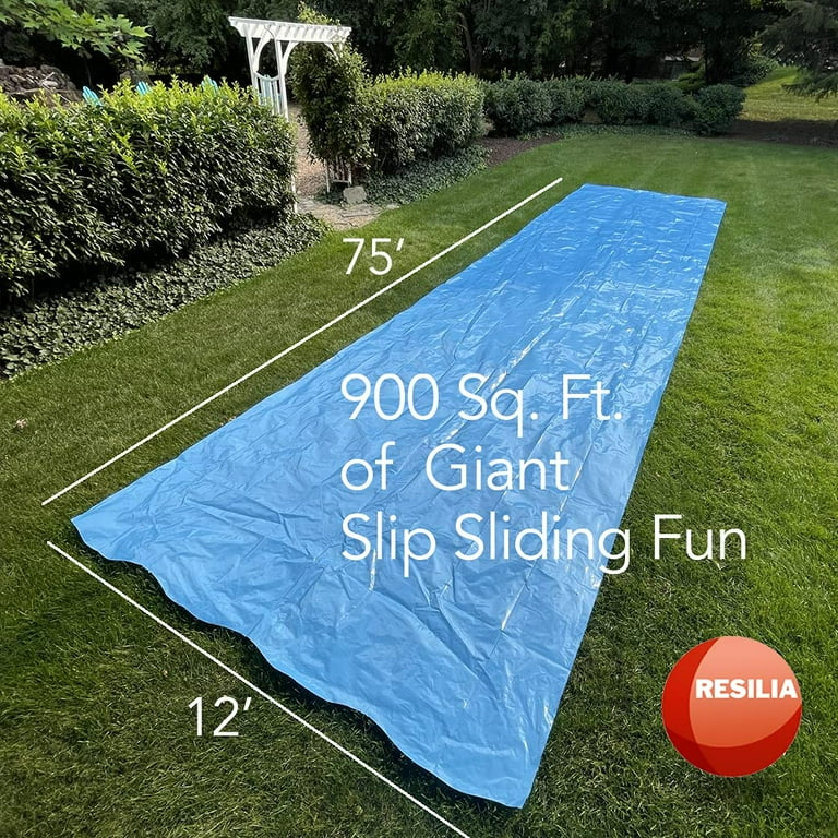 Sea Cow Giant Backyard Water Slide - 75 Ft Long X 12 Ft Wide, Includes 2 Boogie Boards & Fasteners, Made In USA
