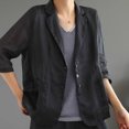 thumbnail image 4 of Taqqpue Womens Linen Blazer Casual Long Sleeve Lightweight Button Jackets Spring Summer Solid Color Suit Shirts, 4 of 6