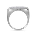 thumbnail image 2 of 10kt White Gold Mens Round Pave-set Diamond Rectangle Cluster Ring 2-3/4 Cttw, 2 of 2