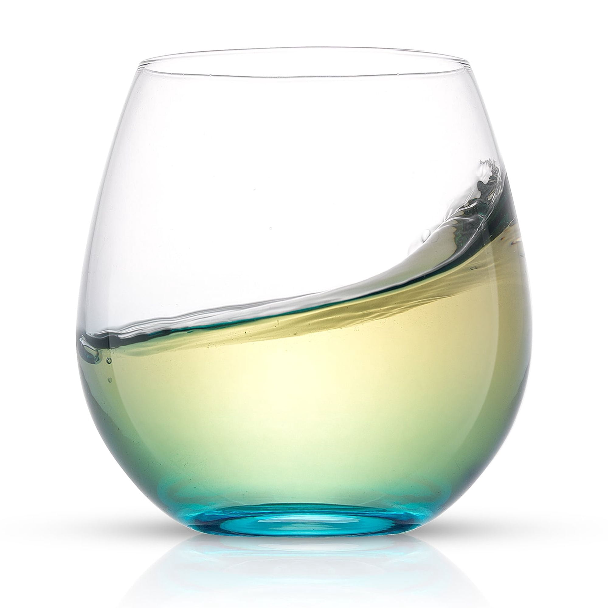 JoyJolt Hue Colored Stemless Wine Glass Set - Large 15 oz Glass Stemless Wine Glasses Set of 6